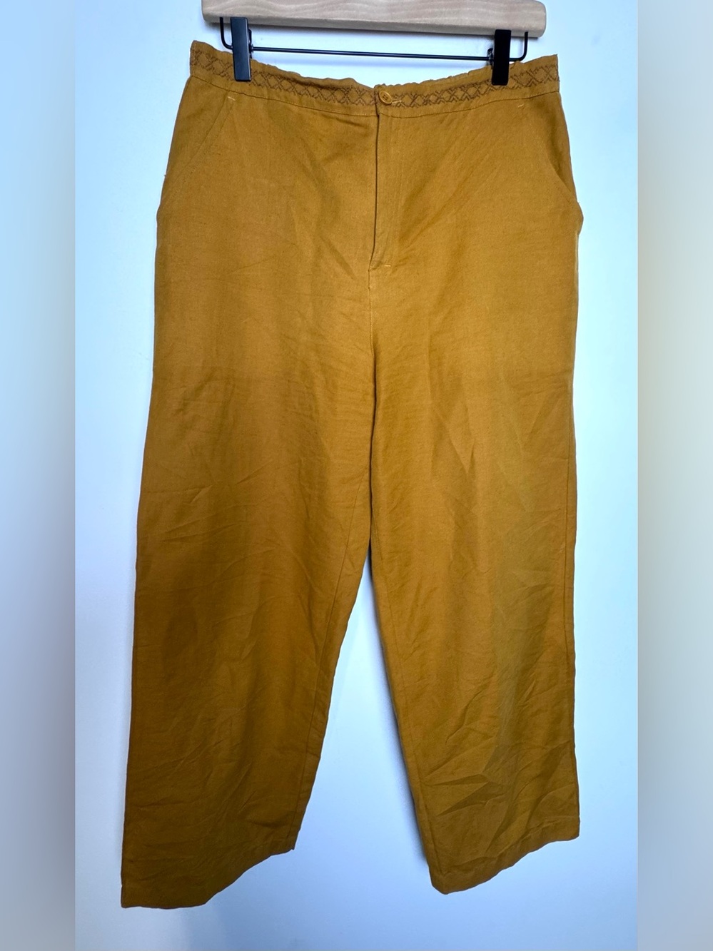 Gudrun Sjoden Wide woven linen cotton yellow pants